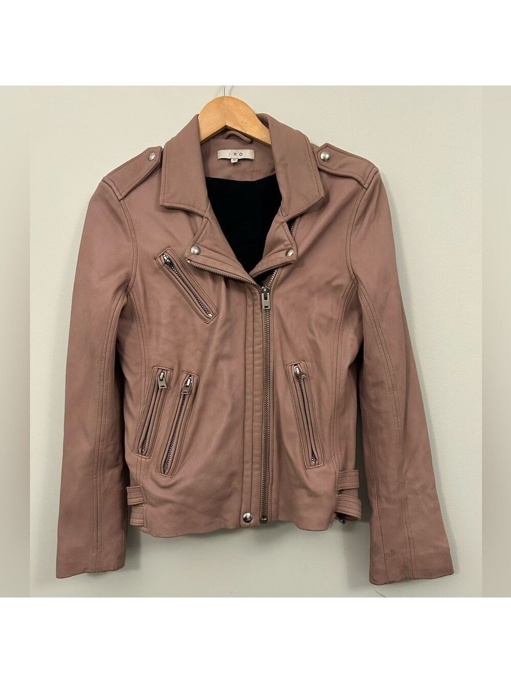 IRO Lamb Leather Jacket Pink Size 40